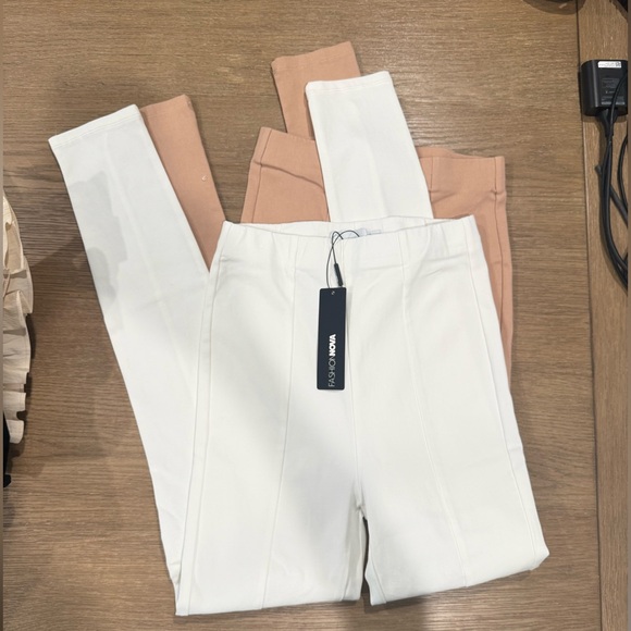 White and Tan High-Waisted jeggings - Picture 2 of 3